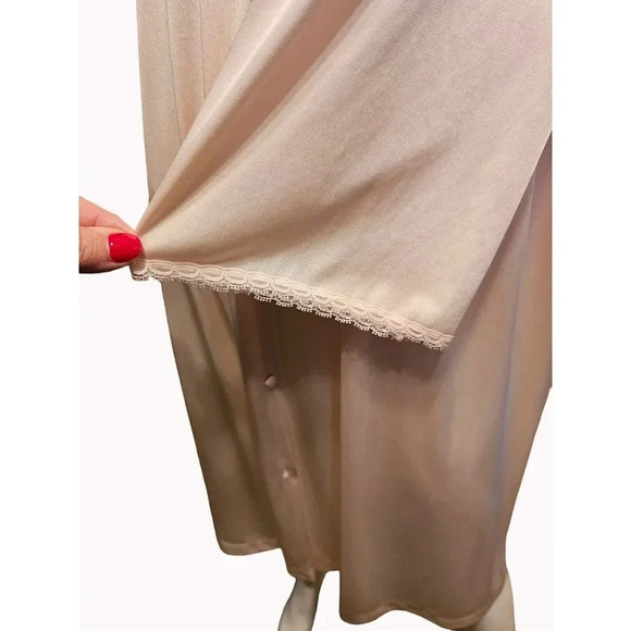 Vtg 70s Vanity Fair  Pink Button Front Robe Nightgown Long Sleeve Lace  XXL - Picture 6 of 9